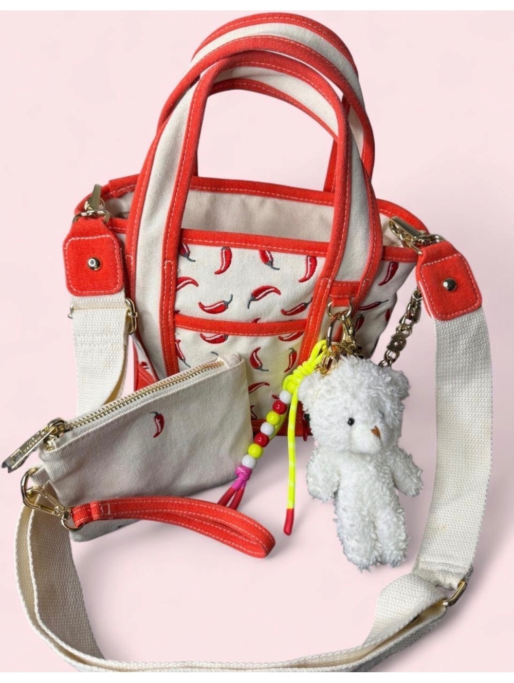 Madden Girl Chili Pepper Mini Tote Crossbody Bag with Charms & Pouch [COPY]